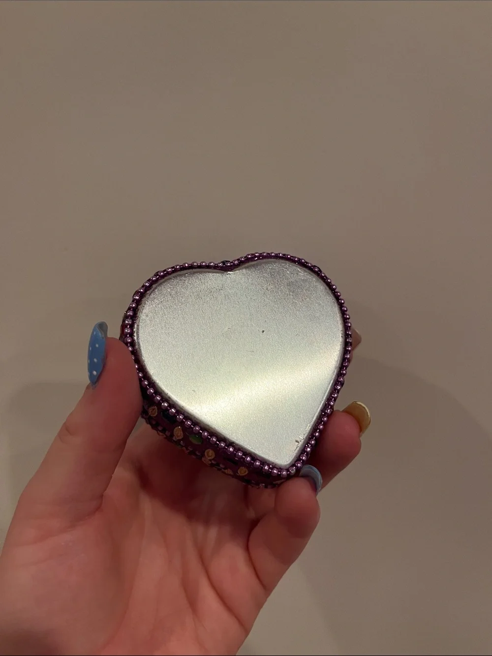 Heart-Shaped Purple Glitter Trinket Box
